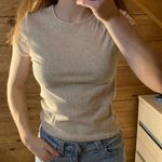 American Eagle Women’s size Medium beige  ribbed cropped top Photo 0