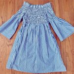 Sanctuary Blue and White Striped Off Shoulder Dress Photo 1