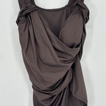 Badgley Mischka  Brown One Piece Wide Strap Ruched Swimsuit Women's Size 12 Beach Photo 0