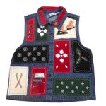 Dress Barn Vintage Denim Patchwork Vest Womens XL Holiday Western Cottagecore Photo 0