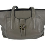Tory Burch Gray Leather Meyer Plaque Tote Purse Photo 0