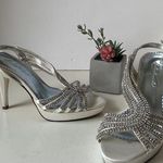Michaelangelo Donatella Brivory Heeled Sandals Size 7.5M White Crystals Strappy Photo 11