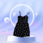 AUW Halter Top Dress Womens Large Black Floral Design Straps Pullover Summer Photo 4