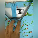 Jonathan Cohen blue floral, long sleeve, twist side, midi dress. L Size L Photo 3