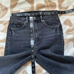 Denim Forum Lola High Rise Skinny Jeans Gray Wash Raw Hem Stretch 26 Black Photo 6