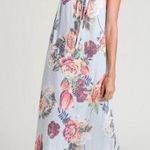 JODIFL  Blooming Halter Floral Strapless Floor Length Dress Large Green Pink Photo 0