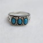 Source Unknown Southwestern Chic Faux Turquoise Silver Tone Size 7 Casual Unisex Ring Photo 1