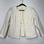 Banana Republic  White Black Pinstriped Linen Blend Blazer Jacket Women's Size 14 Photo 0