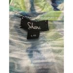 Shana Tunic Top Womens Large Blue Green White Palm Beach Lagenlook Art to Wear Photo 5