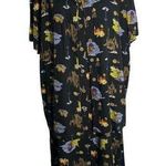 carole little Vintage 90s Dress Shirt Set L Black Button Up Short Sleeve Rayon Photo 0