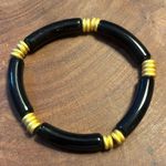 NWT handcrafted beaded tube bracelet with matte gold accents Black Photo 0