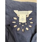 Caslon Sleeveless Top Womens Size S Navy Blue Eyelet V-Neck Floral Photo 4