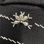 Vintage Bobbie Brooks Sweater XL Black Snowflake Embroidered Beaded Ramie Blend Photo 8