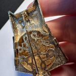 Signed Avon Solid Perfume Holder Brooch Pin Gold Tone Owl With Green Rhinestone Photo 8