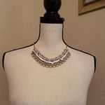 Loft Signed Gold Tone Beaded White Costume Necklace Adjustable Length Ann Taylor Photo 0