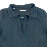 Free People  Annie Rib Knit Collared Top Women S Navy Boho Stylish Travel Resort Photo 7