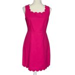 J.Crew  Scalloped Basketweave Square Neck Dress Women’s Size 6 Pink Cotton Photo 2
