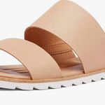 Sorel women’s Ella slide sandals beige full grain leather double straps size 7 Photo 0