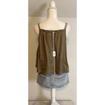 Mudd Women's  Olive Green Embroidered Button Front Tank Top L Photo 4