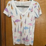Chaser Colorful Umbrella Print Women's Top size small v neck Photo 0
