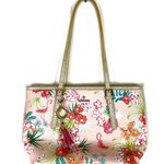 Spartina 449 | Pink Flamingo Print Genuine Leather Shoulder Bag Purse Tropical Photo 0