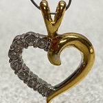 Two Tone Gold And Silver Rhinestone Pave Accent Heart Charm Sparkling Pendant Photo 0