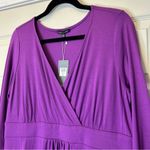 Eileen Fisher  V-Neck Surplice Dress Fig Purple Viscose Jersey NWT Size Large Photo 6