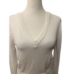 Bozzolo White V Neck Long Sleeve Sweater Large Photo 1