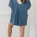 Free People NWT  FP Movement Hot Shot Tee Romper skyline blue gray - large Photo 6