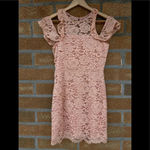 NBD  Peach Allover Lace Cold Shoulder Dress small Photo 2