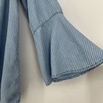 Beach Lunch Lounge Chambray Stripe Top 3/4 Bell Sleeves Boho Coastal Size L Photo 3