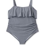 Kona Sol One Piece Blue and White Gingham Swimwear, Size 18W New with Tag SOO Photo 2