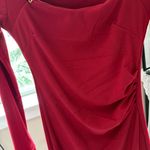 Wine Red Square Neck Midi Dress with Chain Detail, US Size S/XS, Party Slim Fit Photo 6