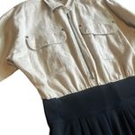 Seattle Gear Linen Cotton Jumpsuit Vintage 80s Retro Zip Down Size Large Women's Tan Photo 4