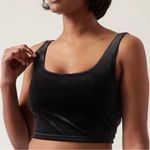 Athleta  Black Velour Cut Out Sports Bra Medium‎ Photo 0
