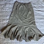 Vintage 90s Y2K Khaki Seamed Dramatic Ruffle Maxi Skirt Bohemian Photo 1