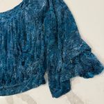 Free People Ginger Berry Sheer Top Burnout Velvet Women’s Medium Midnight Lagoon Photo 5