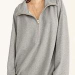 J.Crew University Terry Long Half-Zip Tunic Sweatshirt Heather Grey Cozy Chic Photo 0