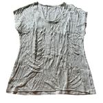 Chico's  T Shirt Women's 0 Cream Short‎ Sleeve Textured Rip Torn Distressed Photo 0