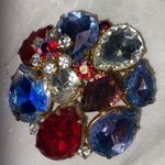 West Germany Multicolor Rhinestone Brooch Vintage Gold Photo 1