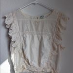 Aerie Cream Sleeveless Blouse with Ruffled Bib Collar Photo 3
