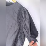 Ann Taylor NWT  Black Puff Short Sleeve‎ Eyelet Trim Detail Top Medium Photo 2