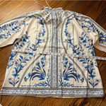 Floral Blue and White Blouse Blue China Print Size L Photo 1