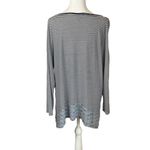 J.Jill Knit Top Large Blue White Striped Contrast Hem Long Sleeve Nautical Comfy Photo 4