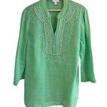 Charter Club Womens Linen Beaded Tunic Top Size L Beach Resort Loose Travel Photo 0