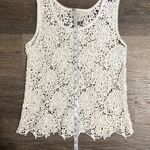 Loft  Croqueted Knit Floral White Women’s Sleeveless Tank Top Small Photo 7