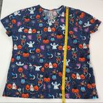 Peaches Uniforms Halloween Scrub Top Blue Size 2X Photo 8
