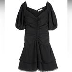 Jonathan Simkhai Auden Mini Dress Black Tiered Ruffle Puff Sleeve Size 8 Photo 2