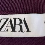 ZARA Purple Ribbed Open Tie Back Turtleneck Long Sleeve Crop Knit Sweater Top S Photo 2