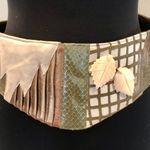 Vintage Waldorf Creations Belt Womens Leather Green Cream Ivory Wearable Art New Photo 0